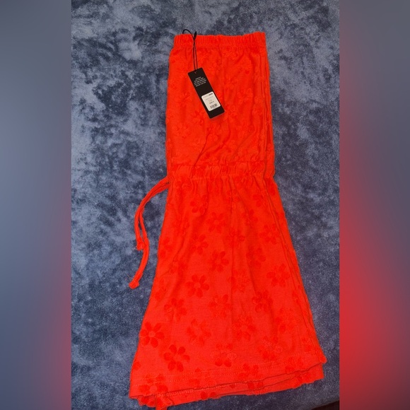 Fashion Nova Orange Floral Beach Coverup Romper - Picture 5 of 5